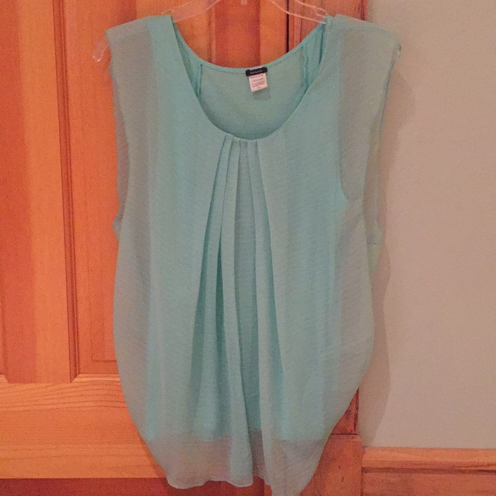 Nordstrom light blue blouse w/ silk like overlay